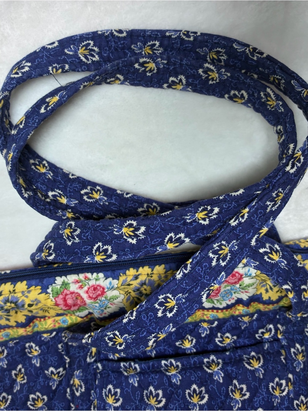 Vera Bradley Maison Blue Vintage Zippered Villager Medium Tote Bag - Picture 5 of 12